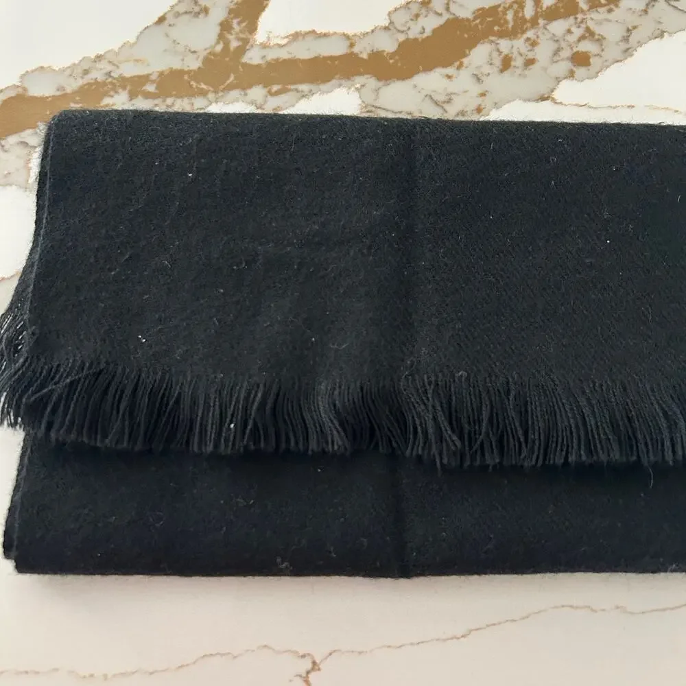 Black Acrylic Scarf Tassel Fringe Solid Wrap Shawl Neck Warmer Unisex Winter OS